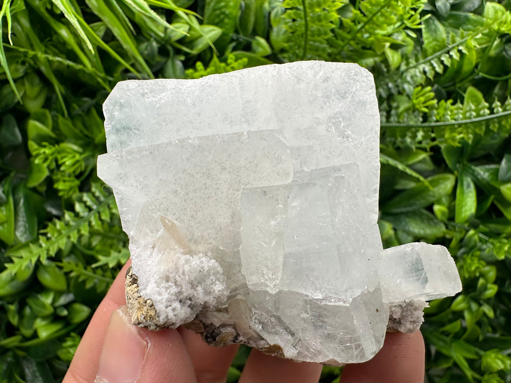Transparent Apophyllite on Chalcedony, India Minerals Specimen