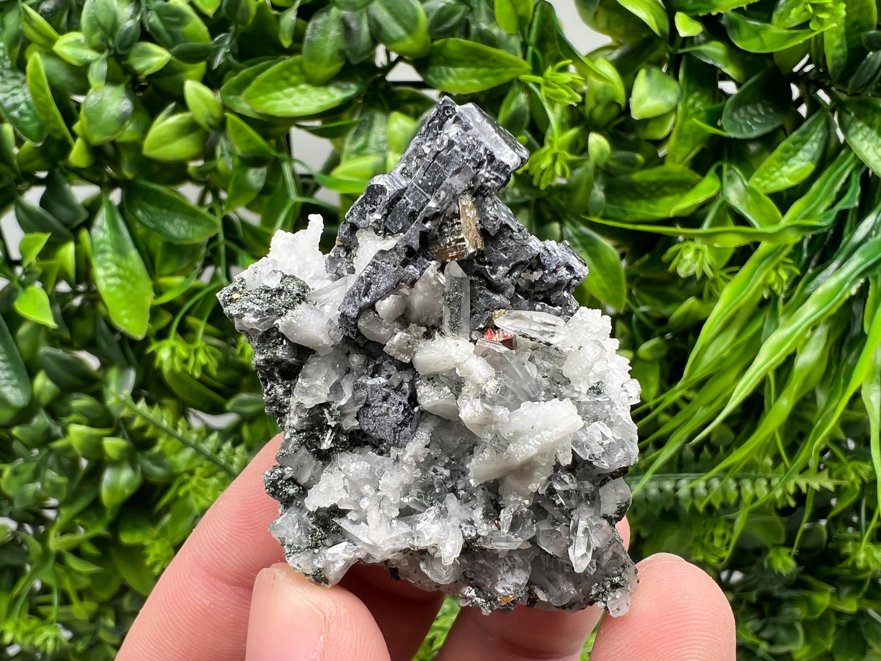 Galena Chalcopyrite on Calcite and Quartz, Natural Mineral Collection, Borieva Bulgaria