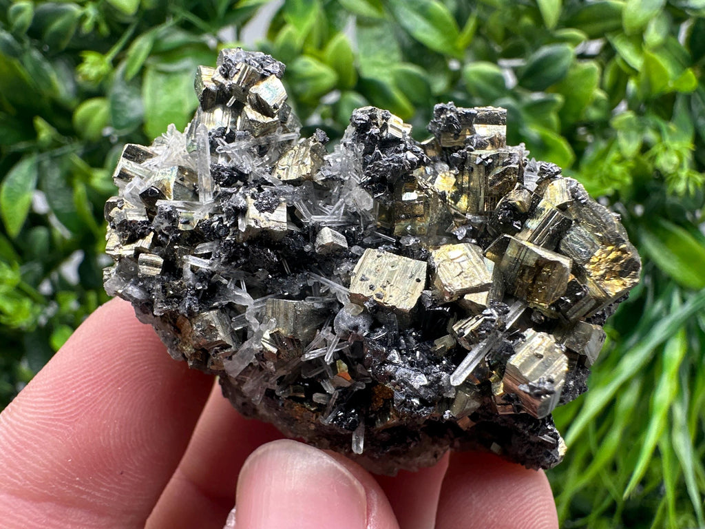 Wonderful Rainbow pyrite,Sphalerite on needles Quartz,natural minerals souvenir crystal gift collection stone,home decor Borieva Bulgaria