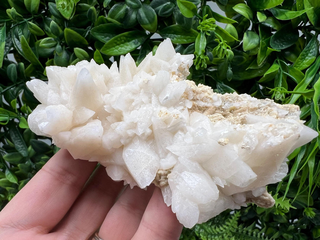 Calcite on Green Quartz: Djurcovo Mine, Bulgaria Healing Crystal