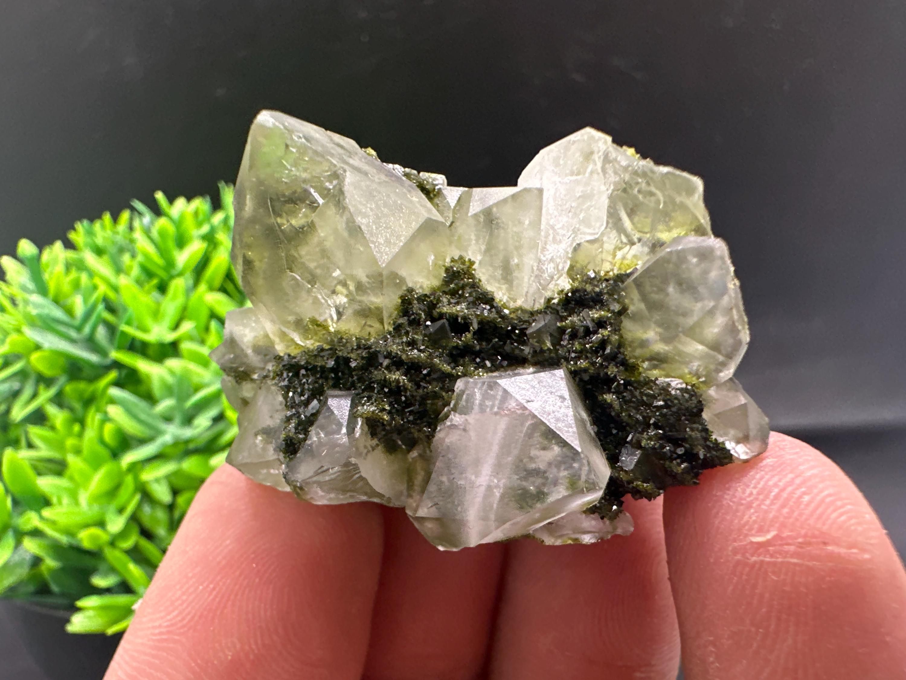 Rare Green Epidote with Quartz Crystals: Eastern Anatolian Decor