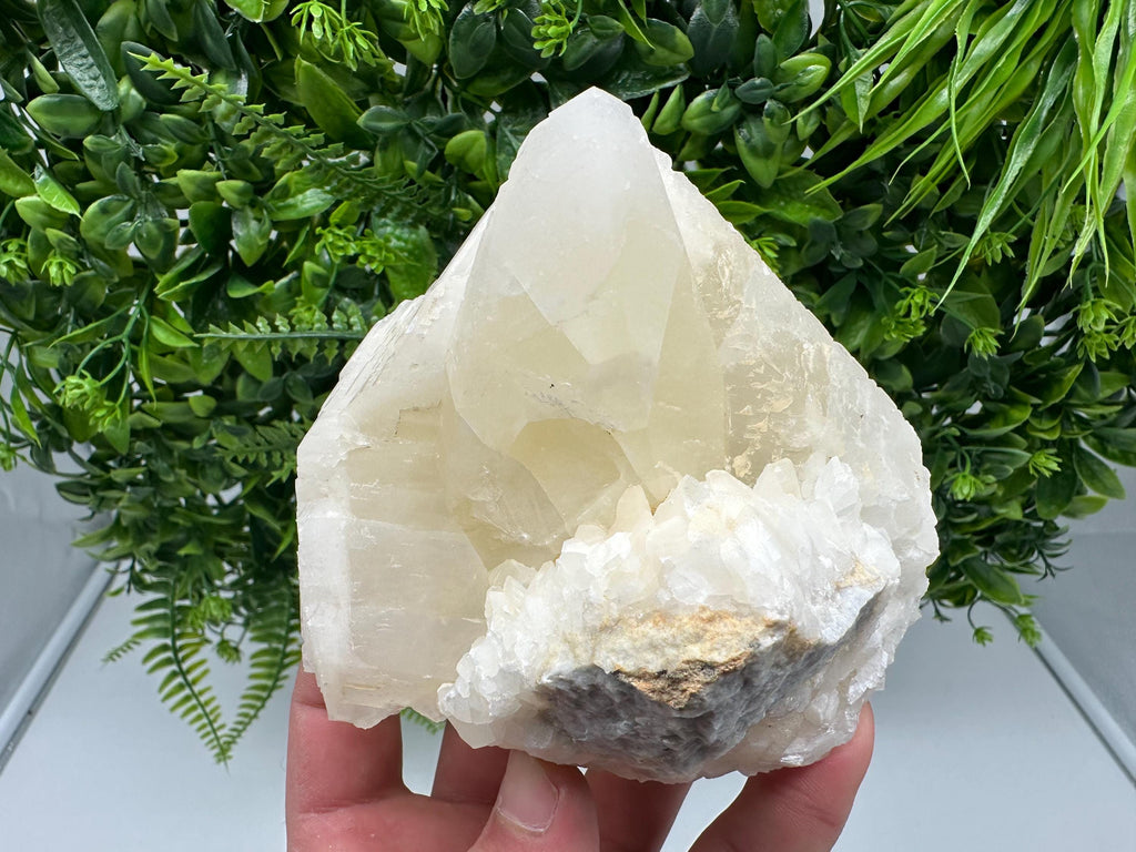 Calcite on Green Quartz: Laki Bulgaria Healing Crystal