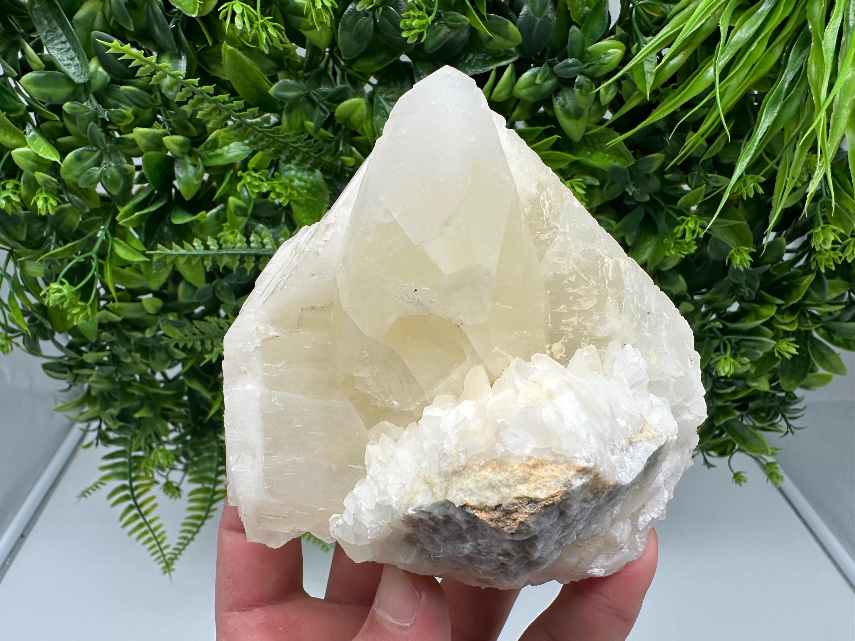 Calcite on Green Quartz: Laki Bulgaria Healing Crystal