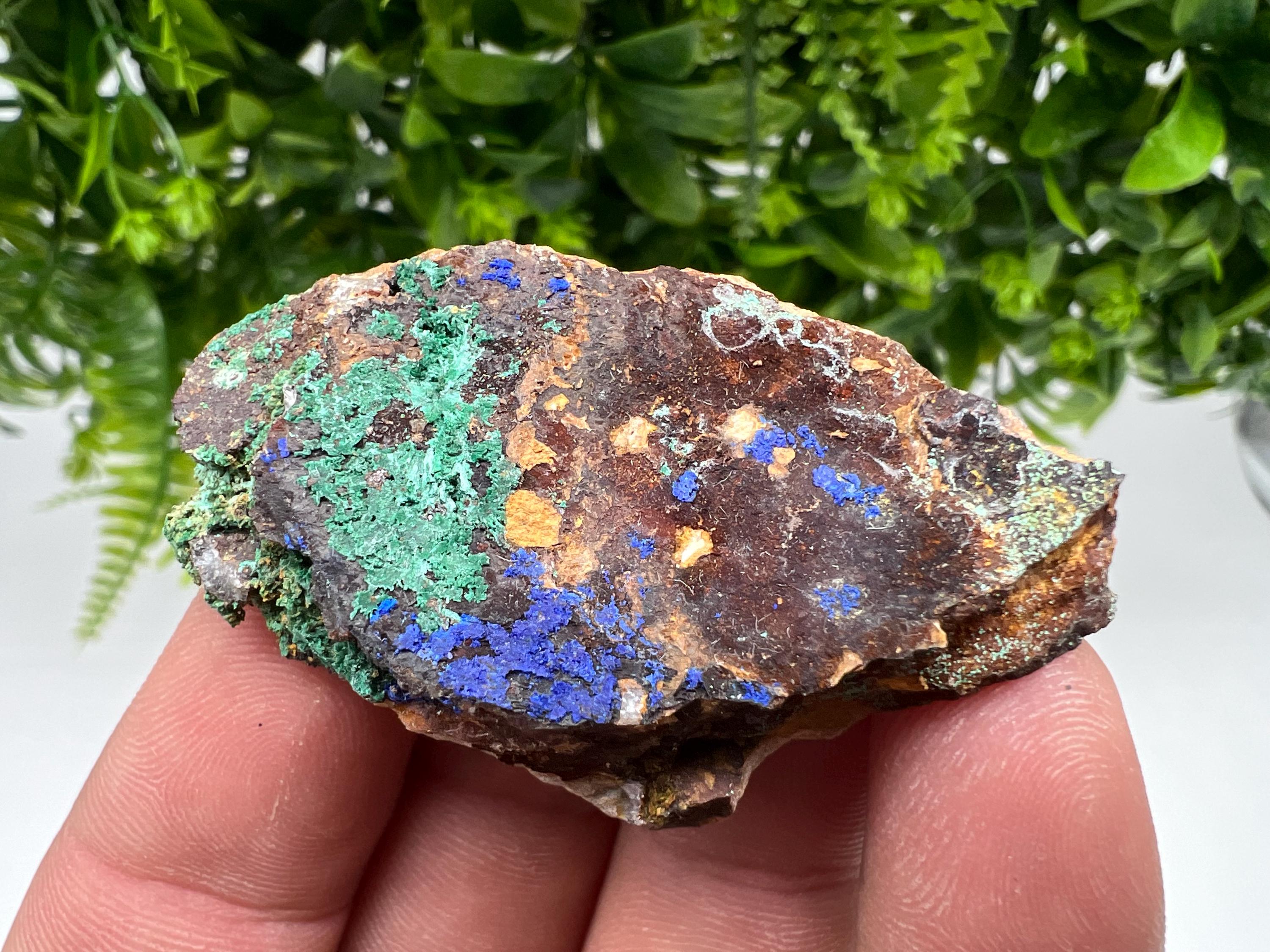 Azurite Malachite Mineral Specimen, Moroccan Crystal Collection