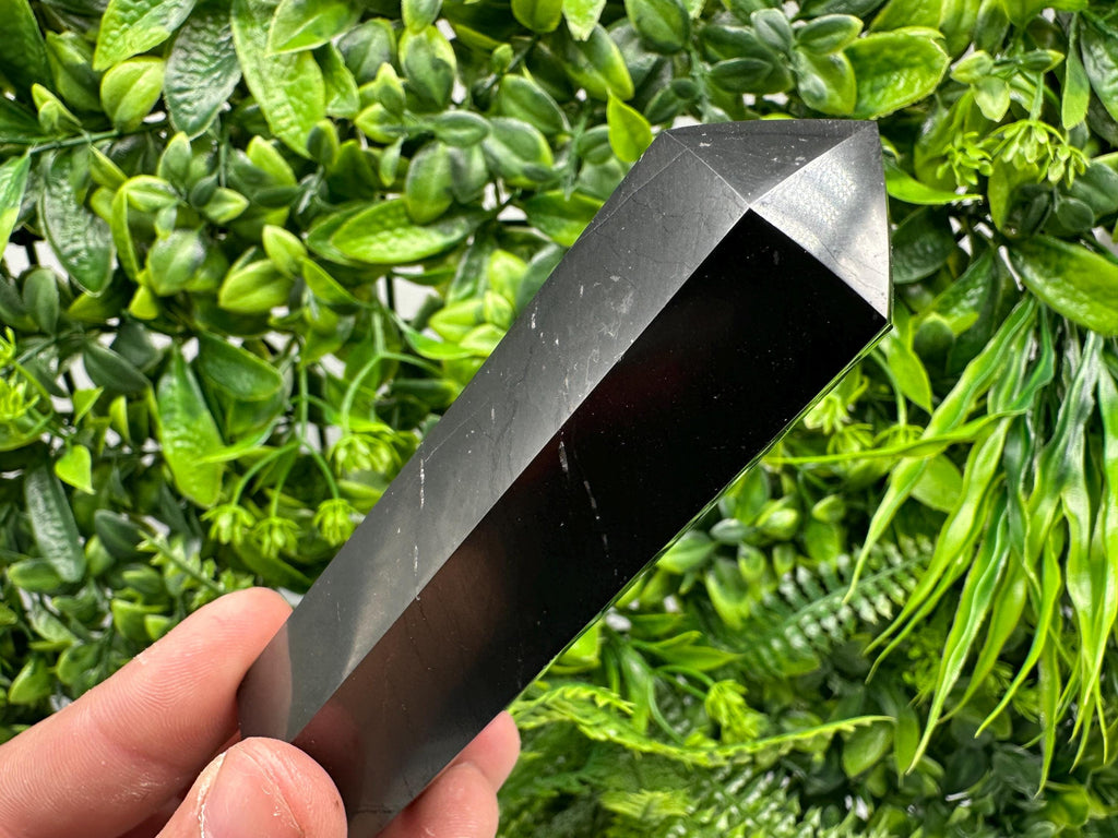 Shungite Stone Tower: EMF Neutralizer, Energy Protection, Crystal Decor (10cm)