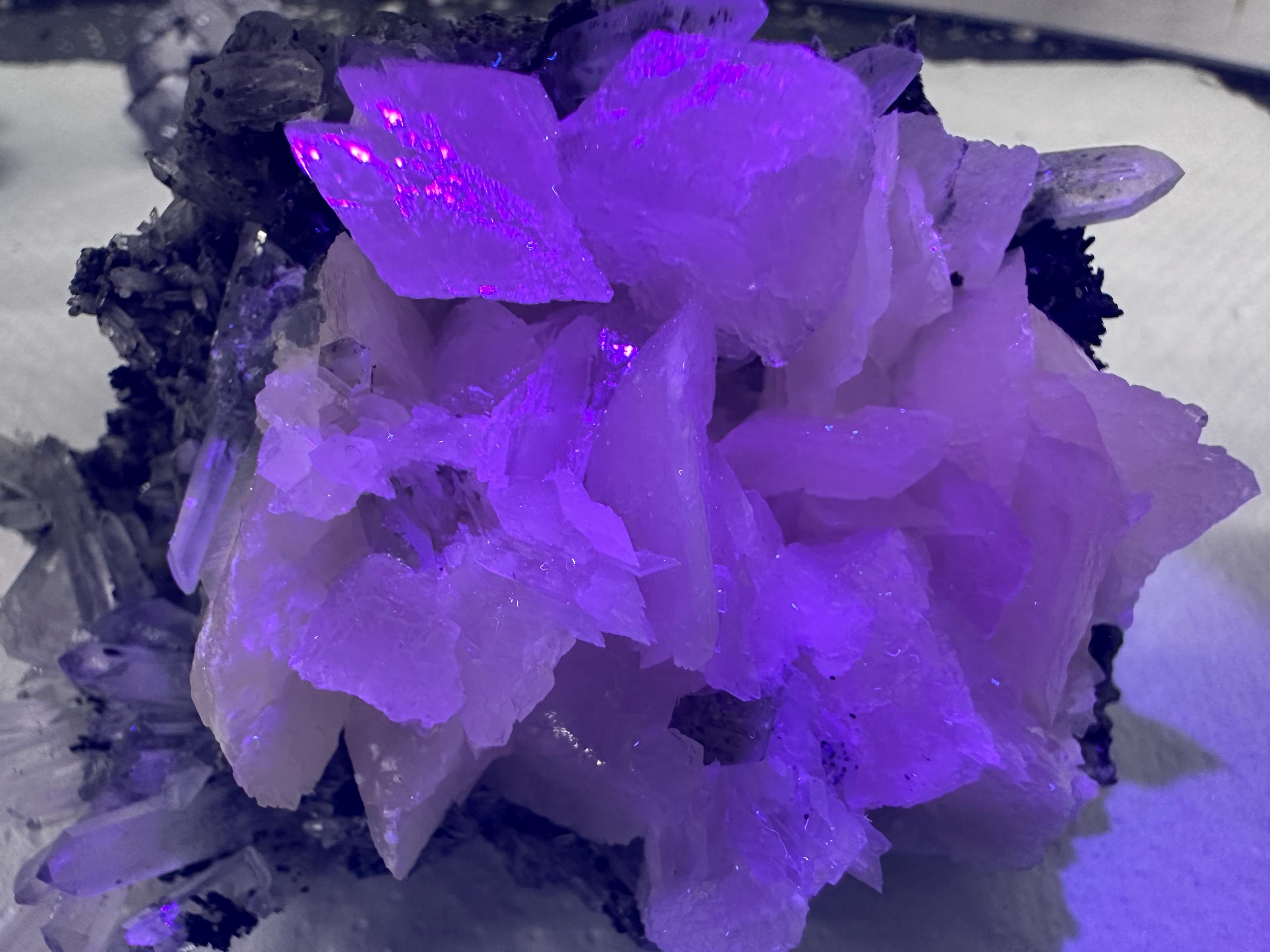 Calcite on Quartz with Chlorite, Borieva Mine Mineral Specimen