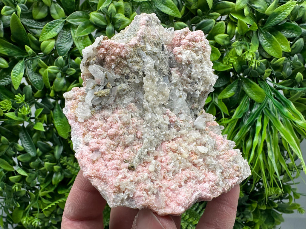 Rhodochrosite on Quartz, Starnica Mine, Bulgaria