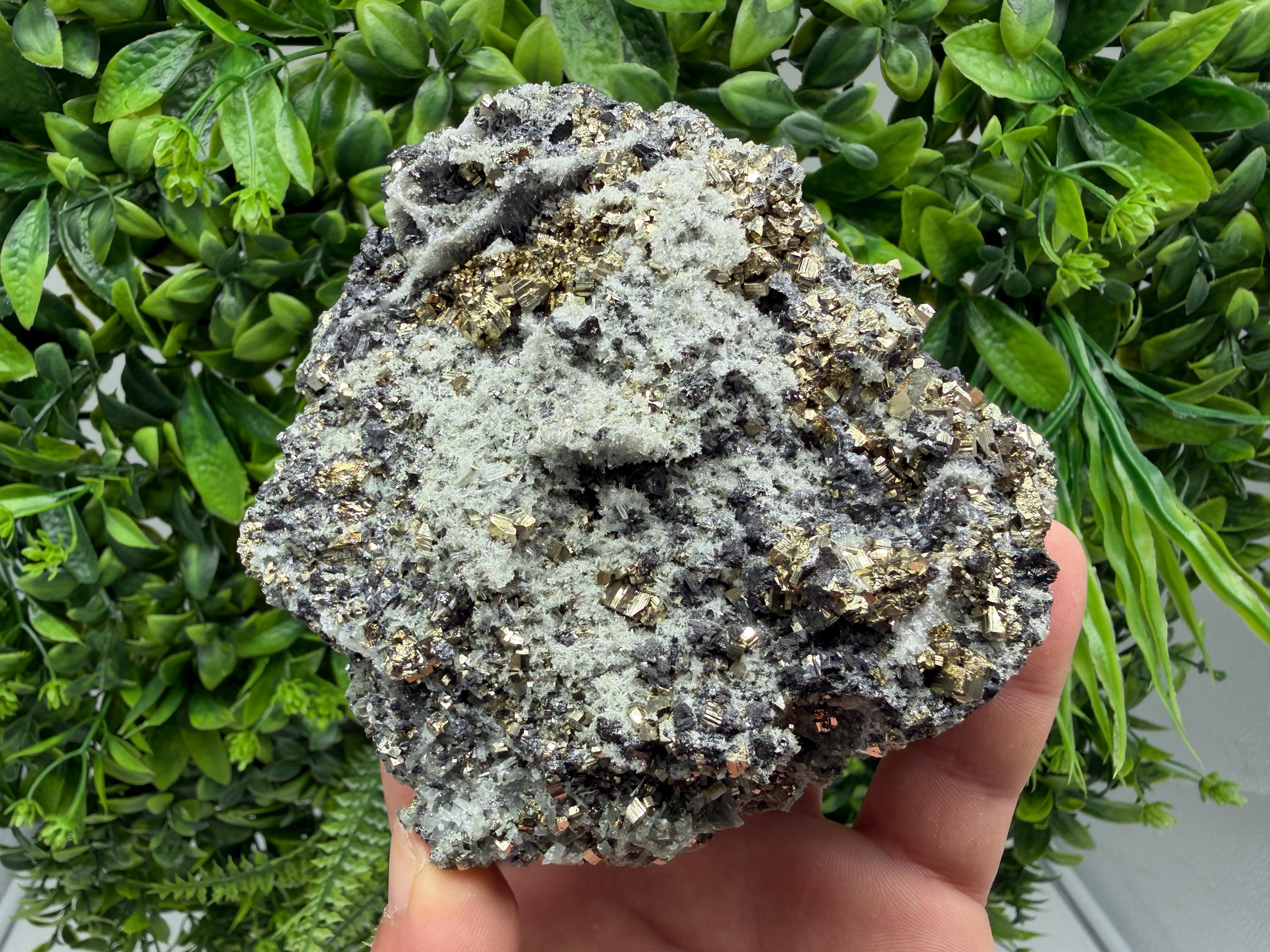 Sphalerite Quartz Pyrite Mineral Specimen: Madan Bulgaria Rare Crystal