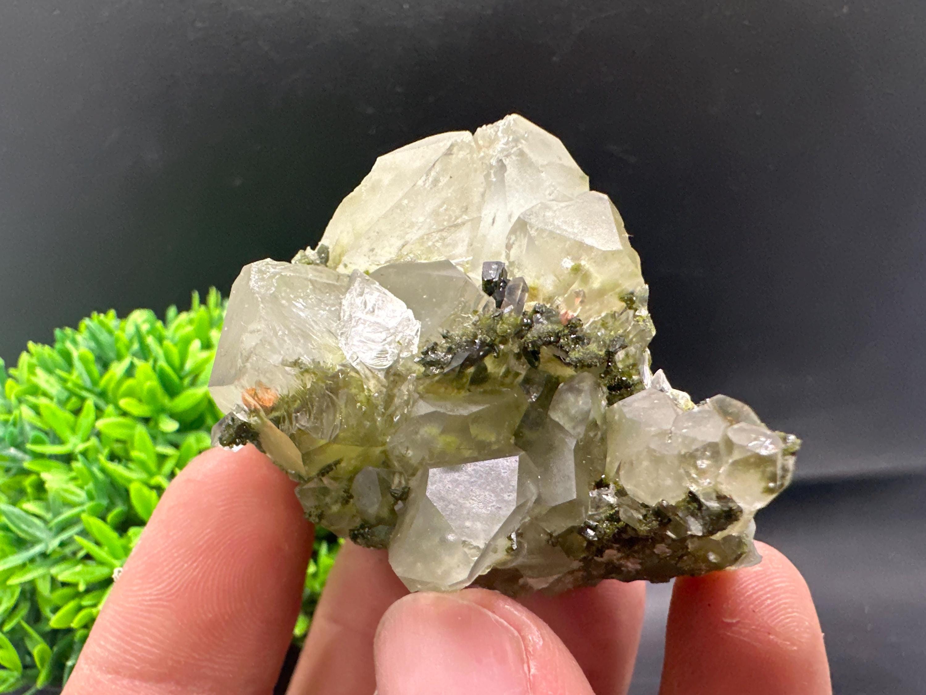 Rare Green Epidote Quartz Crystal Cluster - Eastern Anatolia, Turkey