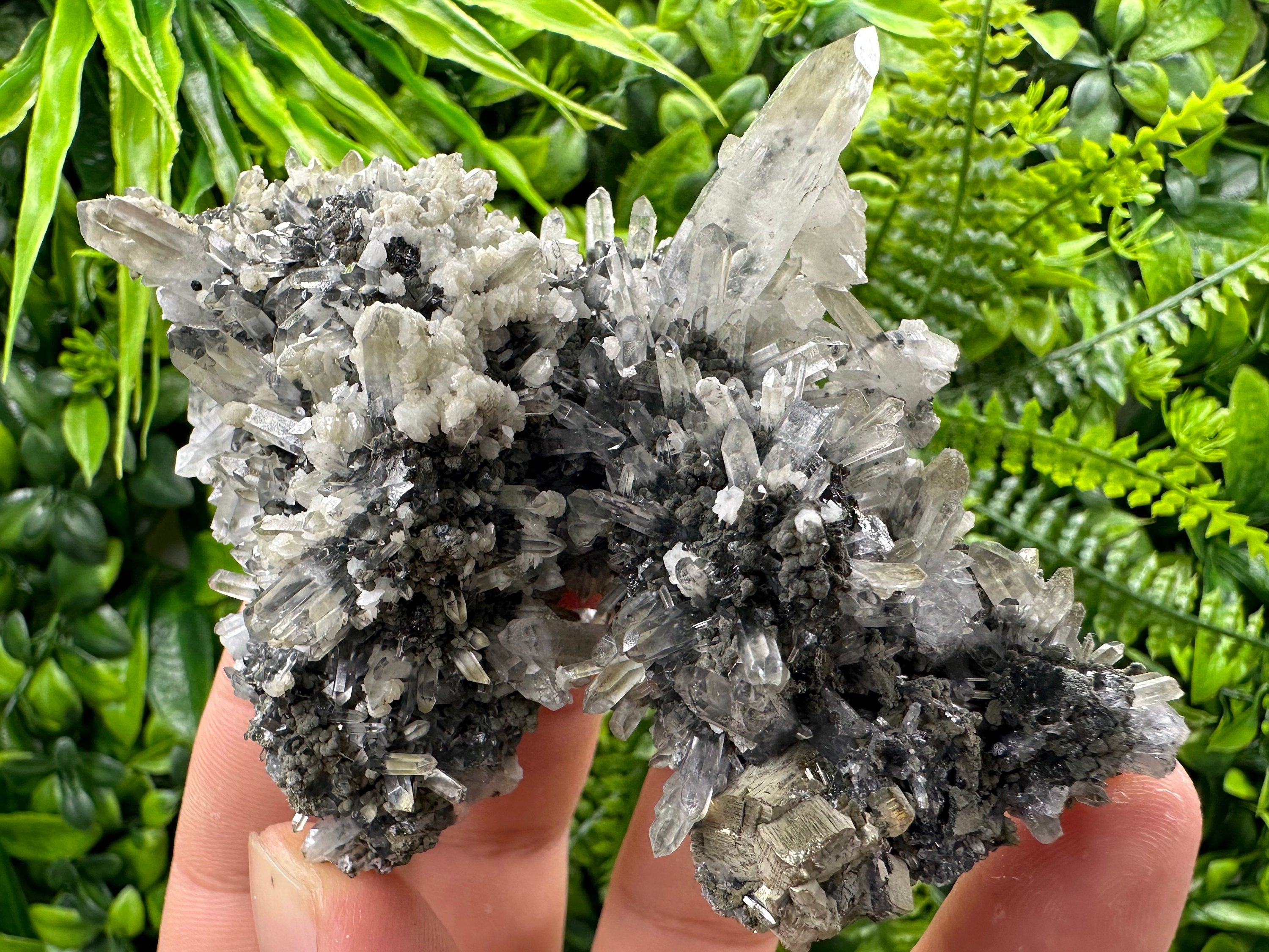 Quartz with Calcite and Pyrite, Borieva Mine, Bulgaria