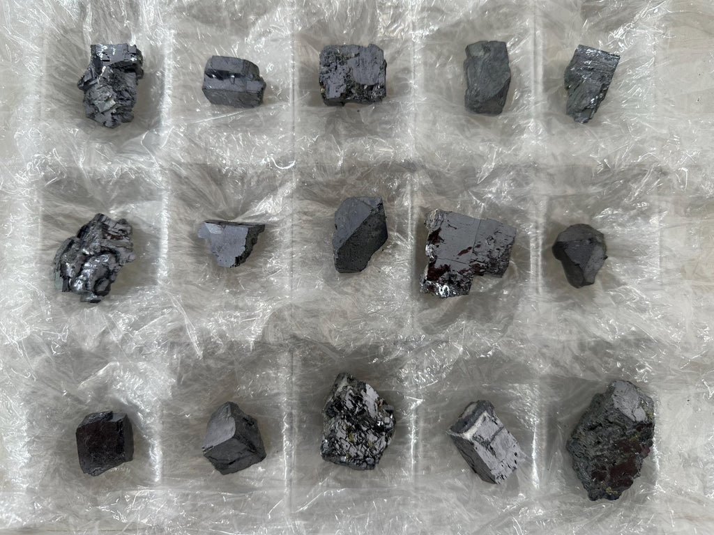 Shiny Galena Cluster Chunks: Madan Bulgaria Minerals (Set of 15)