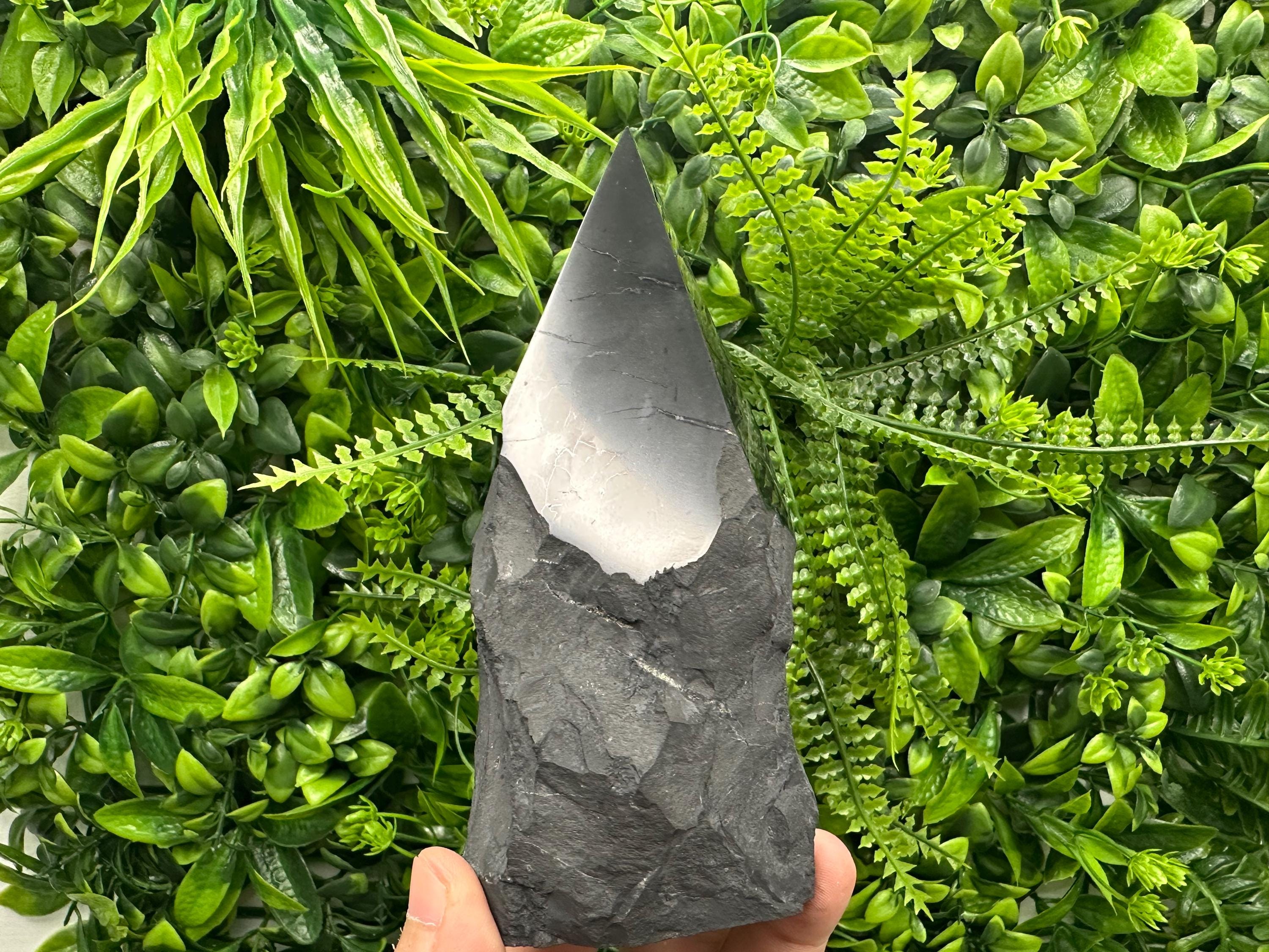 15cm Polished Shungite Crystal: EMF Protection Stone