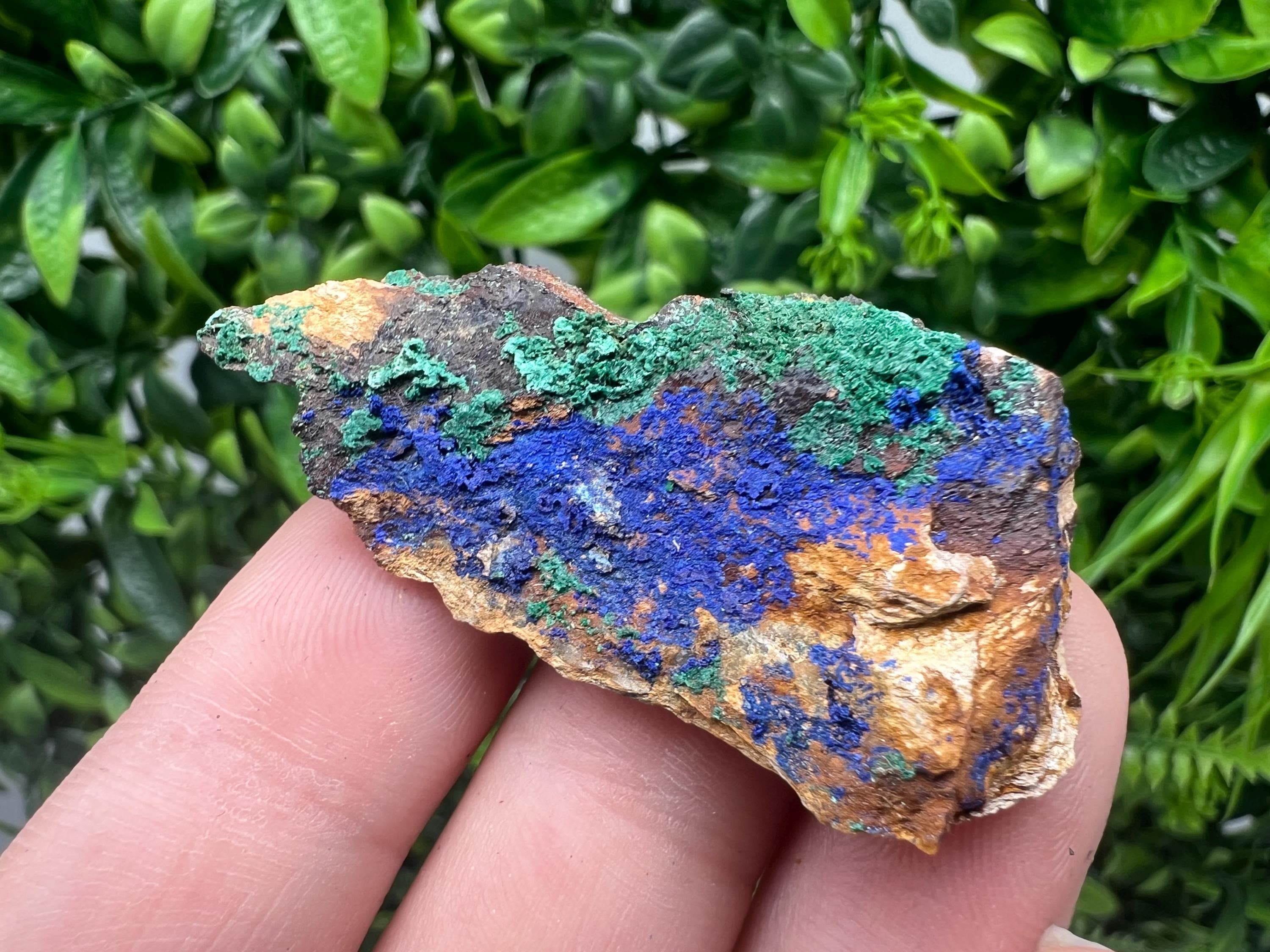 Azurite Malachite Mineral Specimen: Moroccan Blue Green Crystal, Home Decor