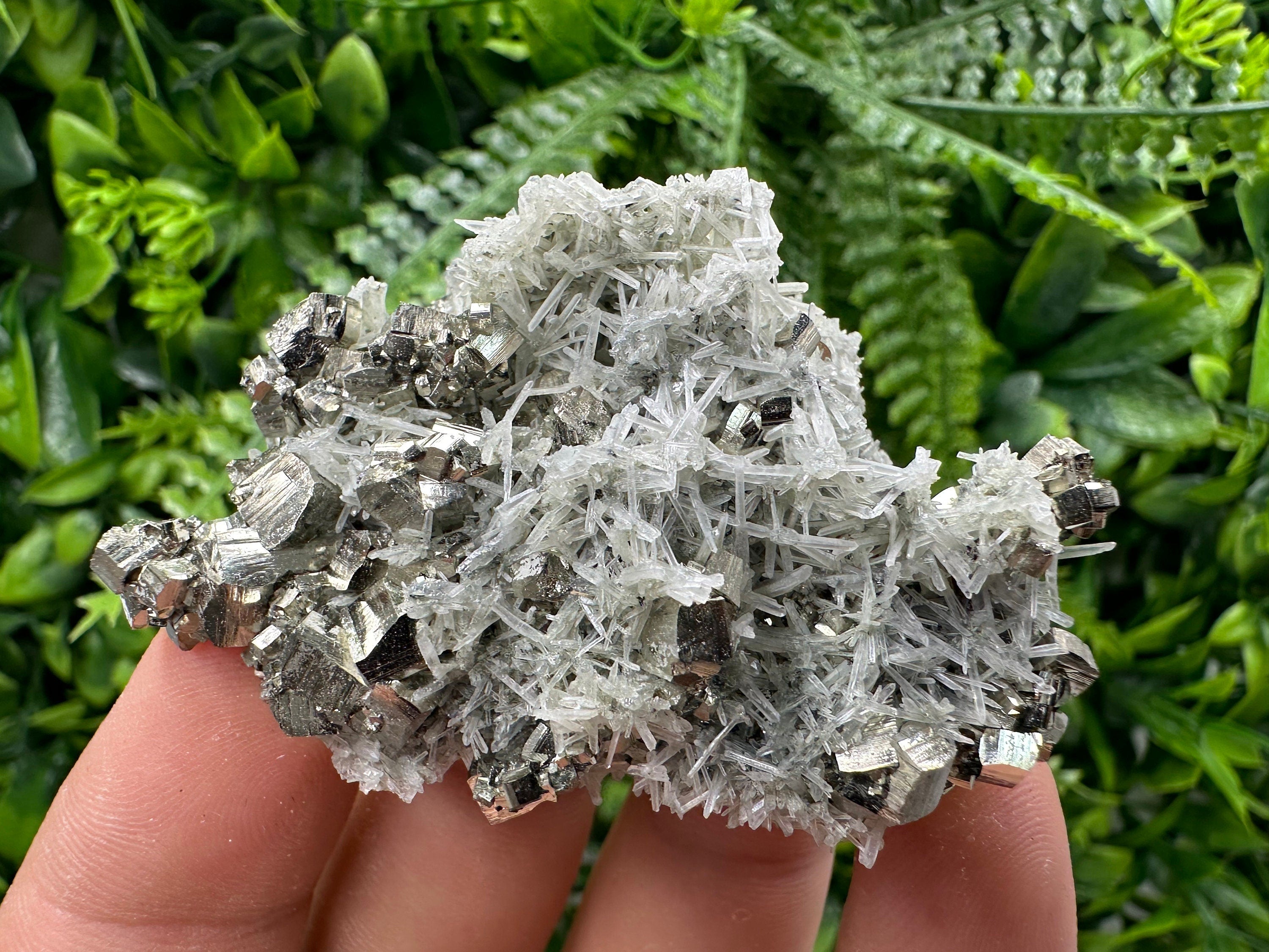 Pyrite on Green Quartz Specimen, Borieva Mine, Bulgaria