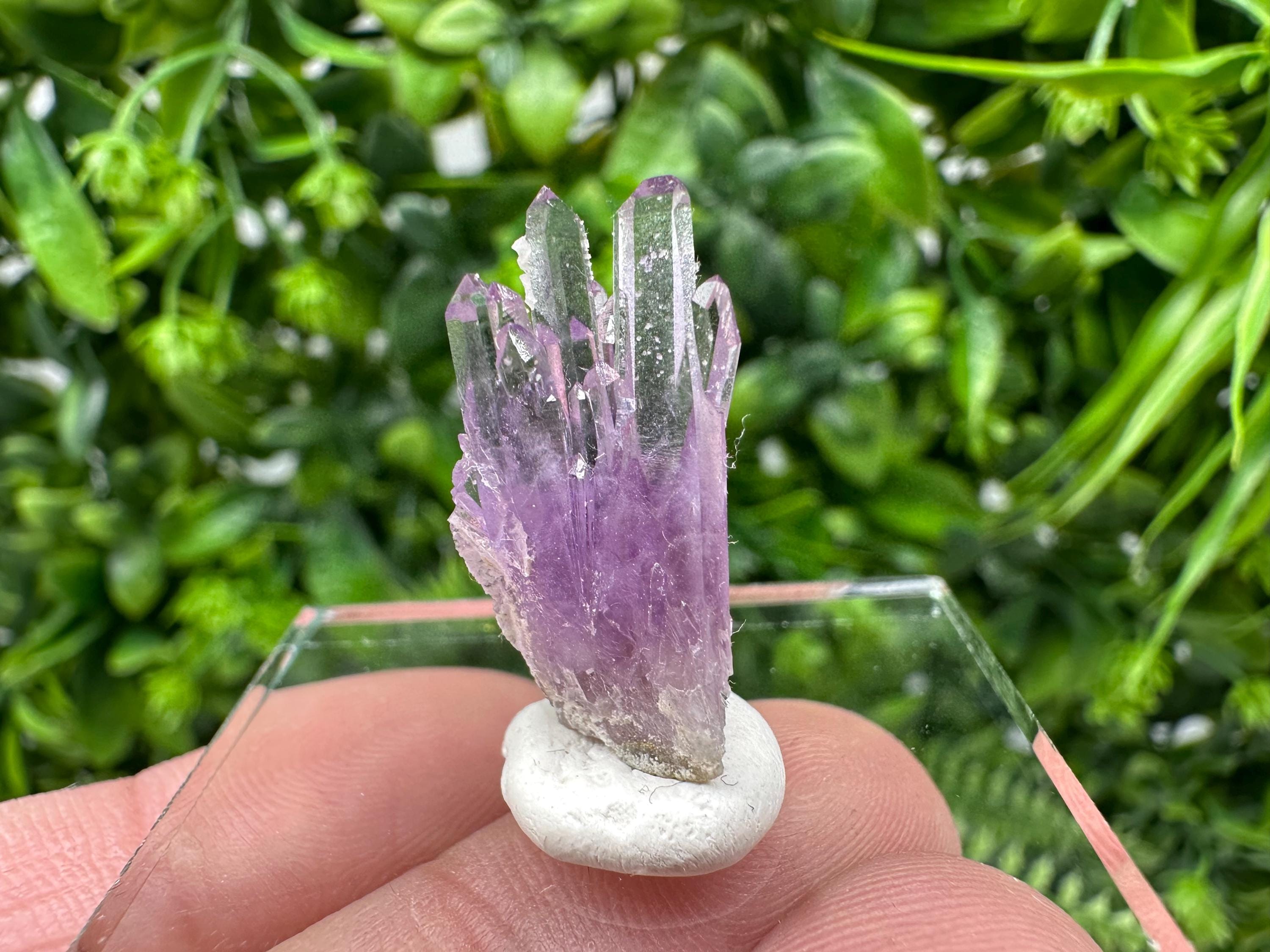 Phantom Amethyst Crystal with Cerussite, Bulgarian Mineral Specimen