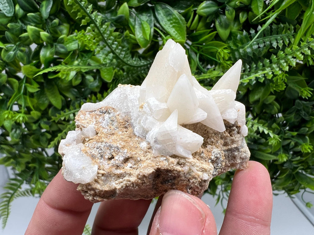 Calcite on Aragonite & Green Quartz: Djurcovo Mine, Bulgaria