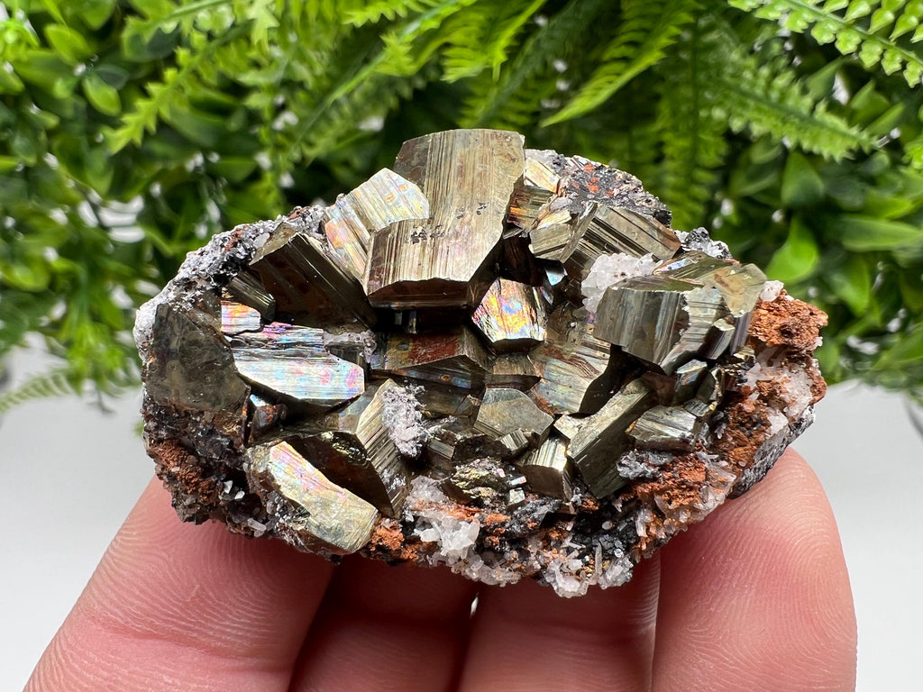 Pyrite with Hematite and Sphalerite on Quartz, Bulgaria Mineral Specimen