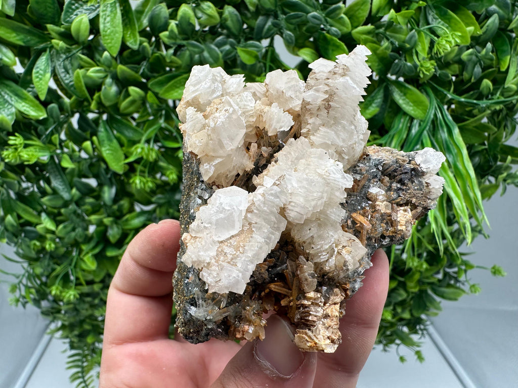 Quartz Crystal with Calcite and Chlorite - Borieva Mine, Bulgaria