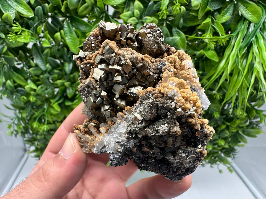 Stunning Pyrite on Quartz,Calcite from Borieva mine,Madan,Bulgaria,natural,collectible mineral specimen,home decor stone,collection crystal