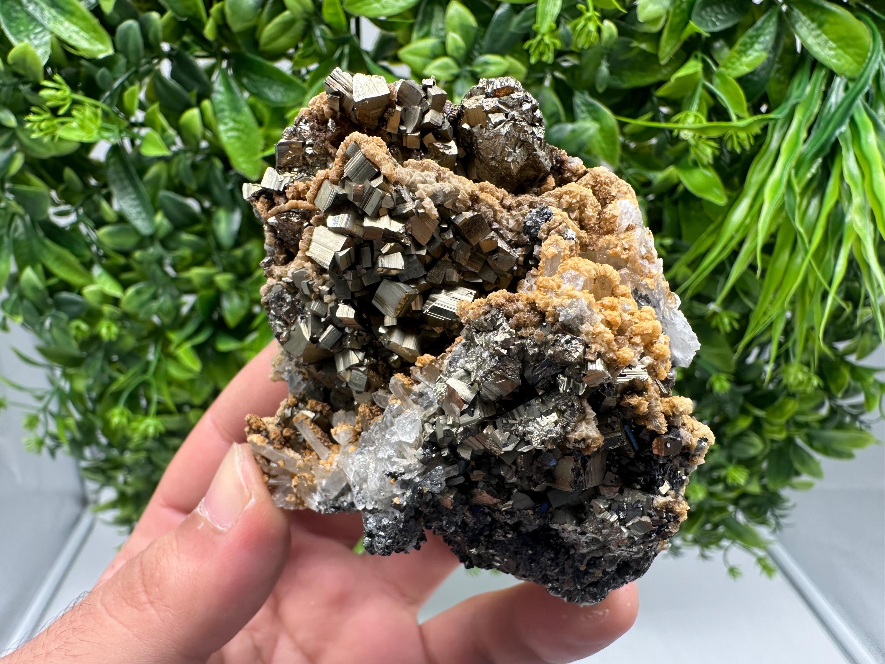 Stunning Pyrite on Quartz,Calcite from Borieva mine,Madan,Bulgaria,natural,collectible mineral specimen,home decor stone,collection crystal