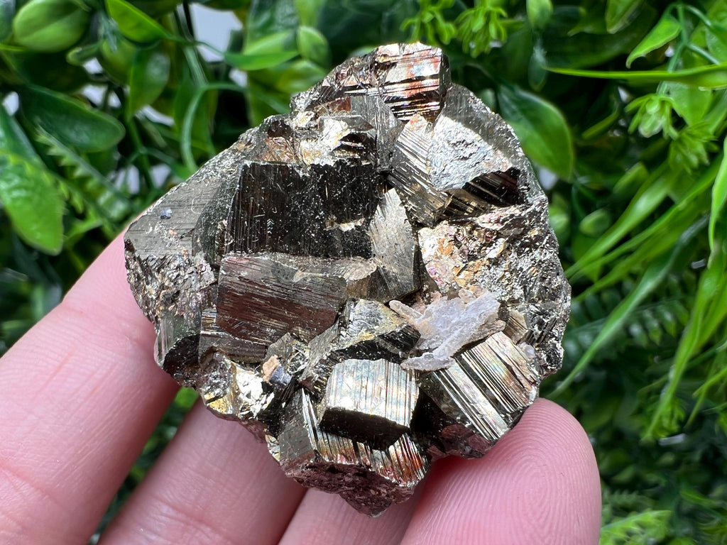 Rainbow Pyrite with Calcite, Borieva Bulgaria Crystal, Rare Mineral Decor