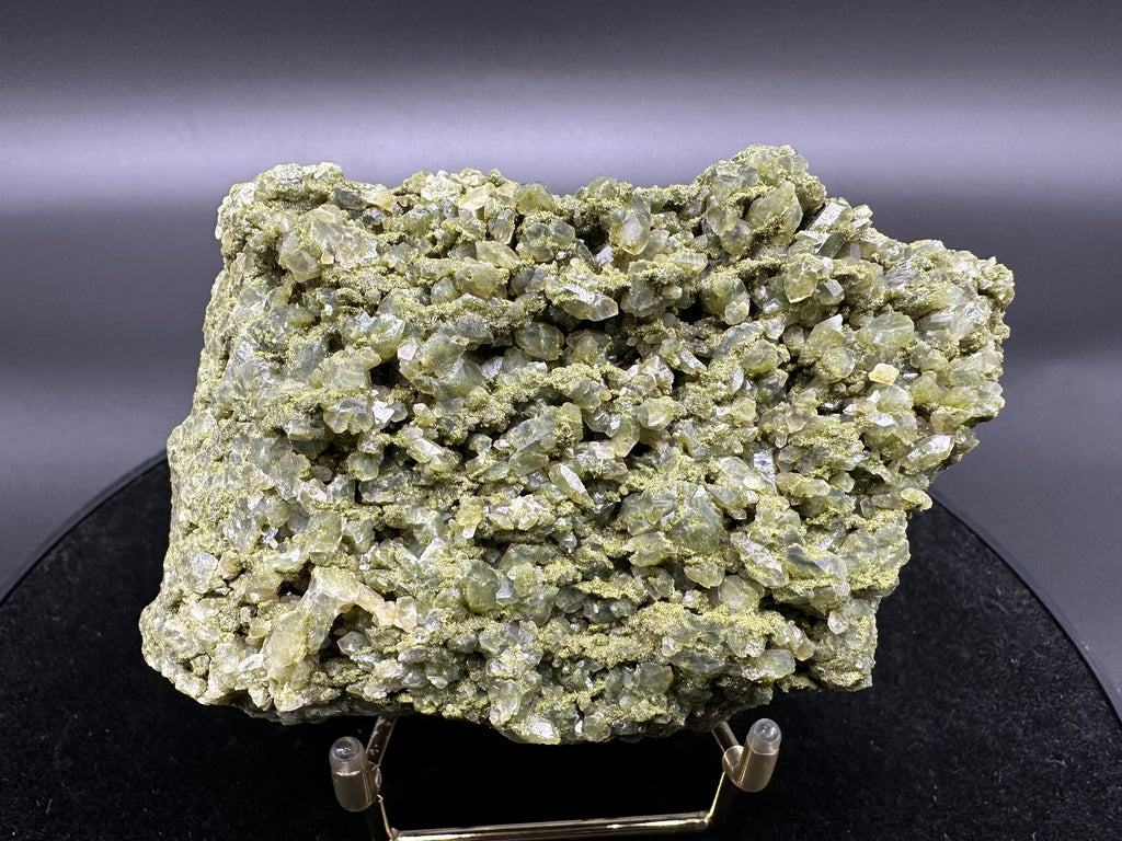 Rare Green Epidote with Quartz Crystals: Sparkly Rainbow Mineral Decor