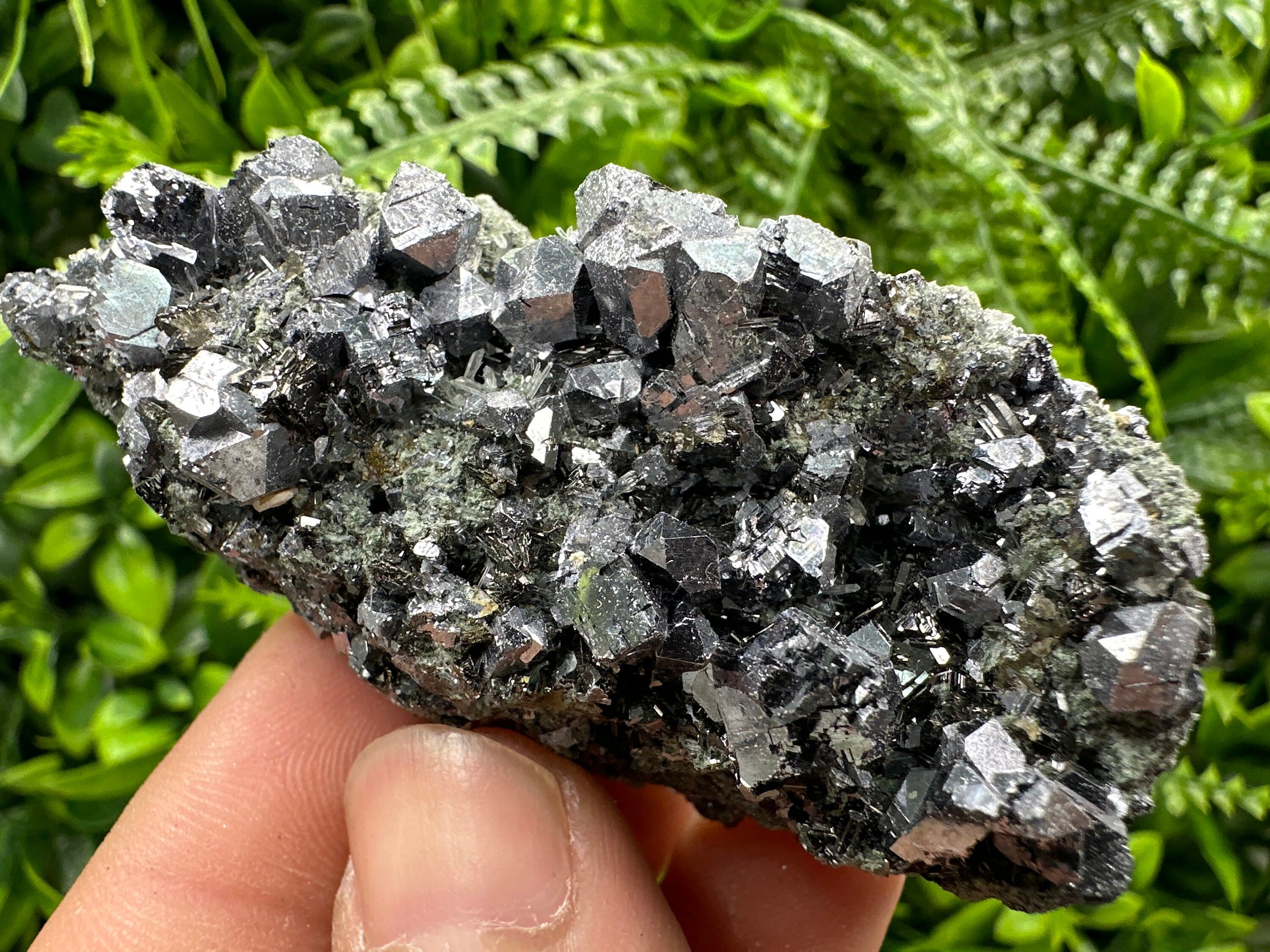 Shiny Galena Sphalerite on Quartz, Bulgarian Crystal Decor Stone