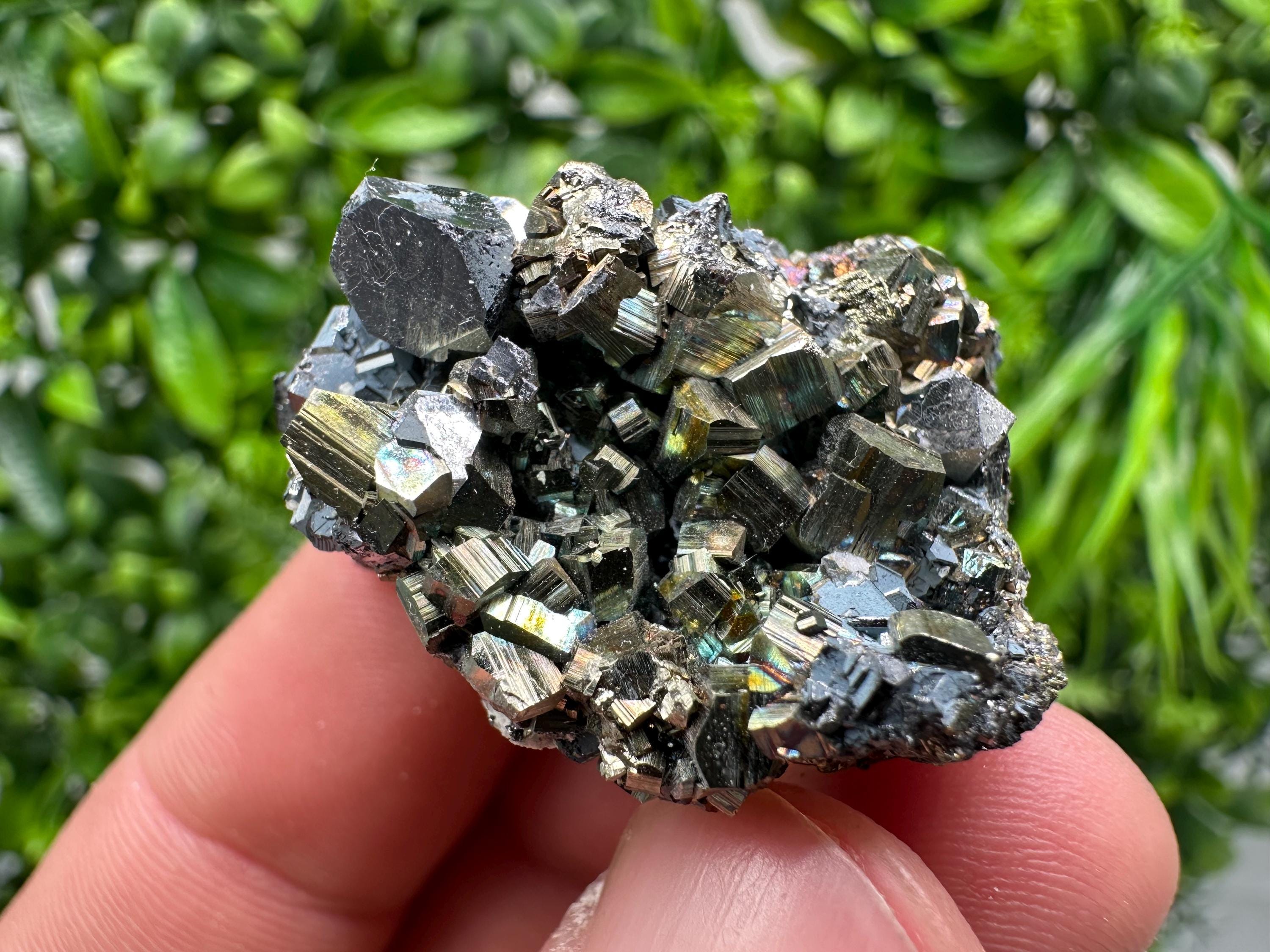 Rainbow Pyrite with Calcite, Natural Crystal Souvenir, Borieva Bulgaria