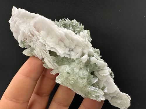 Calcite on Green Quartz: Borieva Mine Crystal Decor