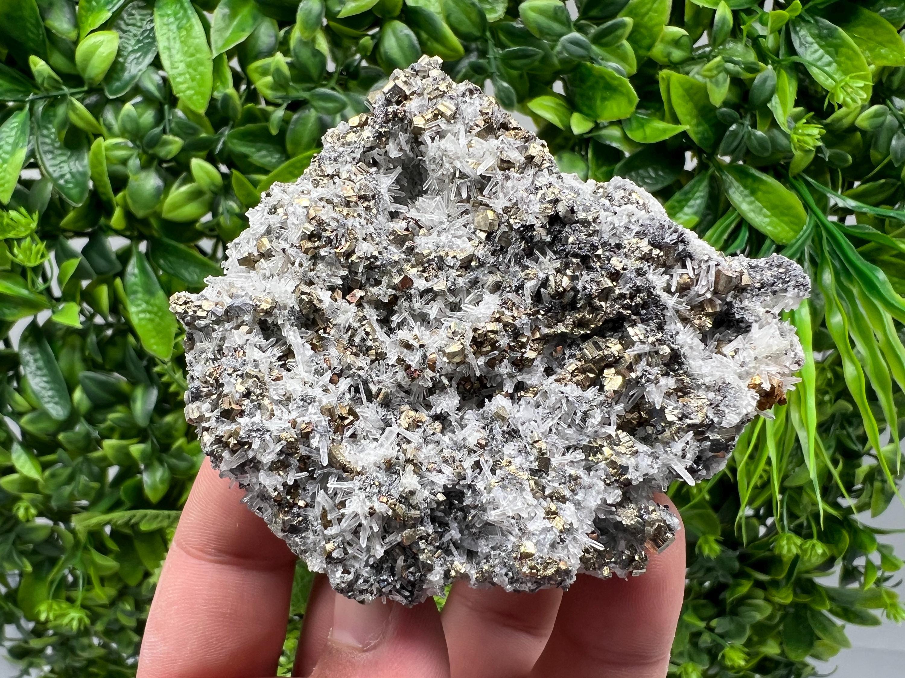 Rainbow Pyrite on Quartz with Oxide, Natural Bulgaria Crystal Souvenir