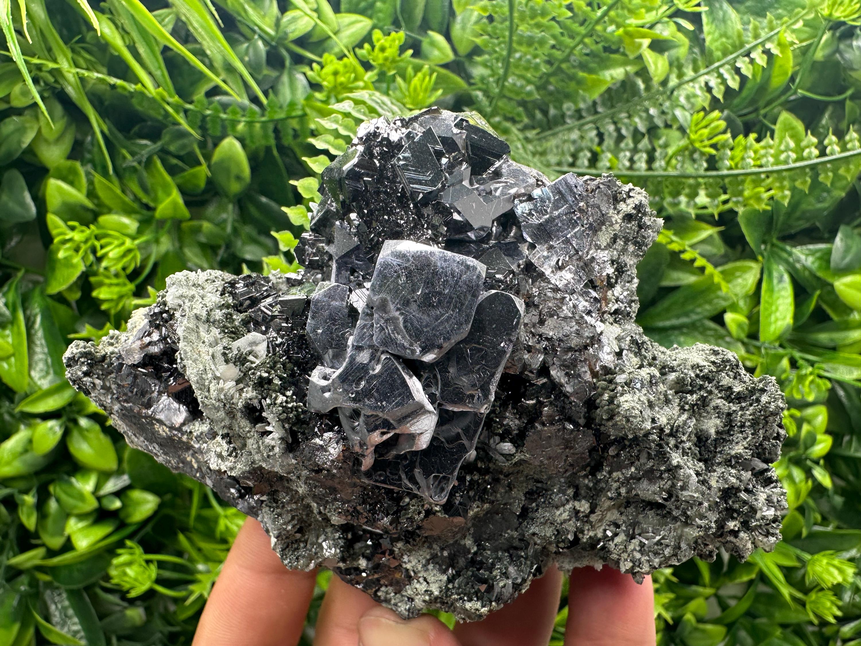 Shiny Galena Sphalerite on Quartz: Natural Mineral Souvenir