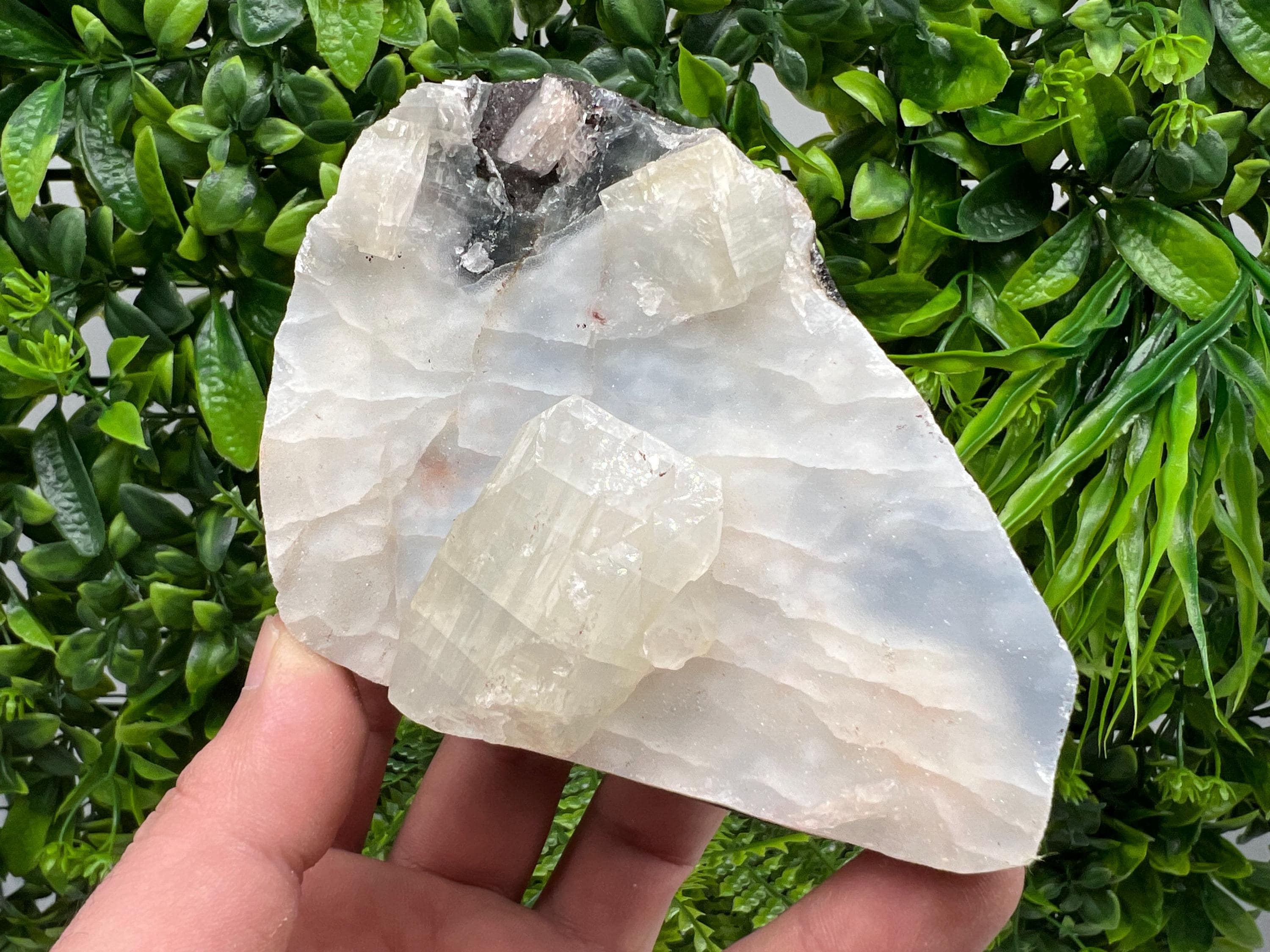 Transparent Apophyllite on Chalcedony, Natural Crystal Specimen, India Minerals