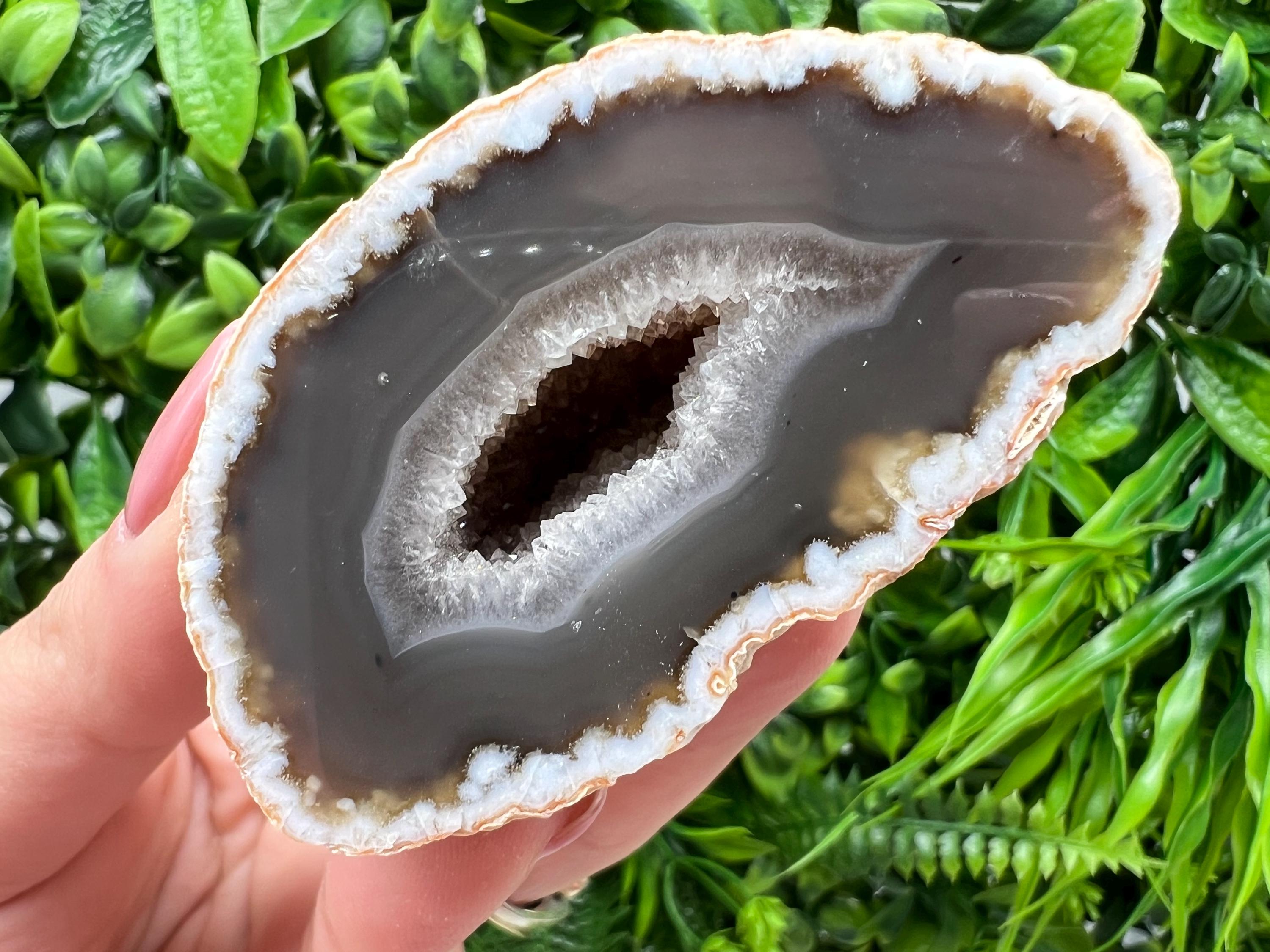 Natural Agate Druzy Geode, Quartz Crystal