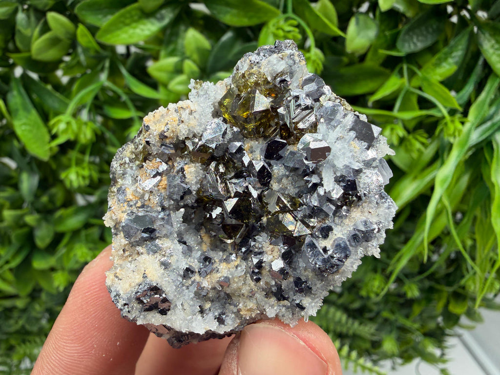 Sphalerite Cleiopfane on Quartz Mineral Specimen, Krushev Dol Mine, Bulgaria Home Decor Stone
