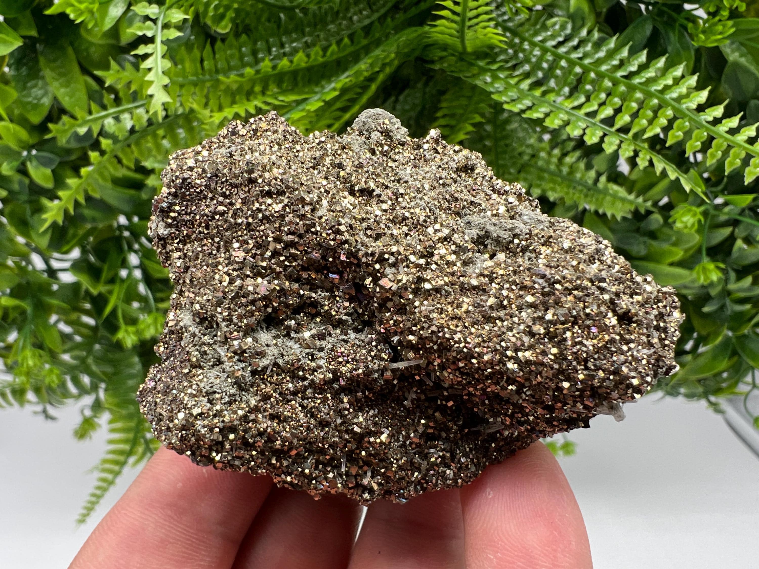 Pyrite on Green Quartz Specimen, Borieva Bulgaria Mineral Decor