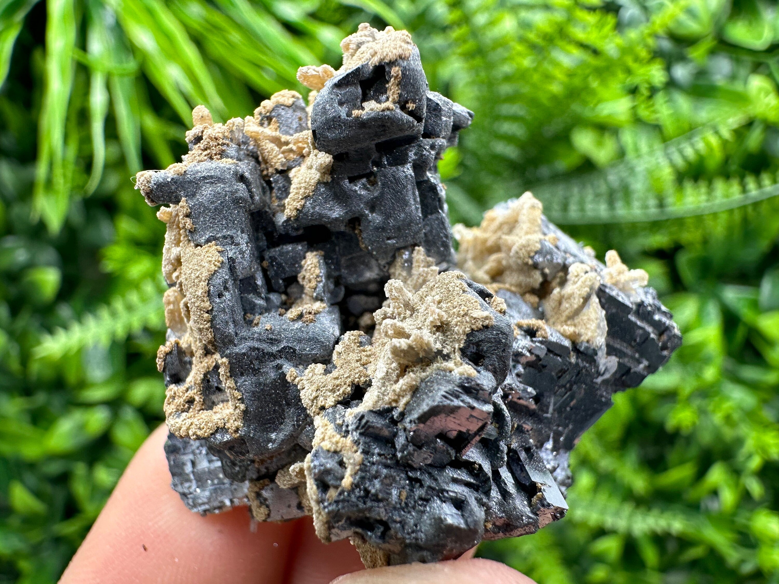 Shiny Galena Cluster with Siderite and Quartz, Bulgaria Mineral Specimen