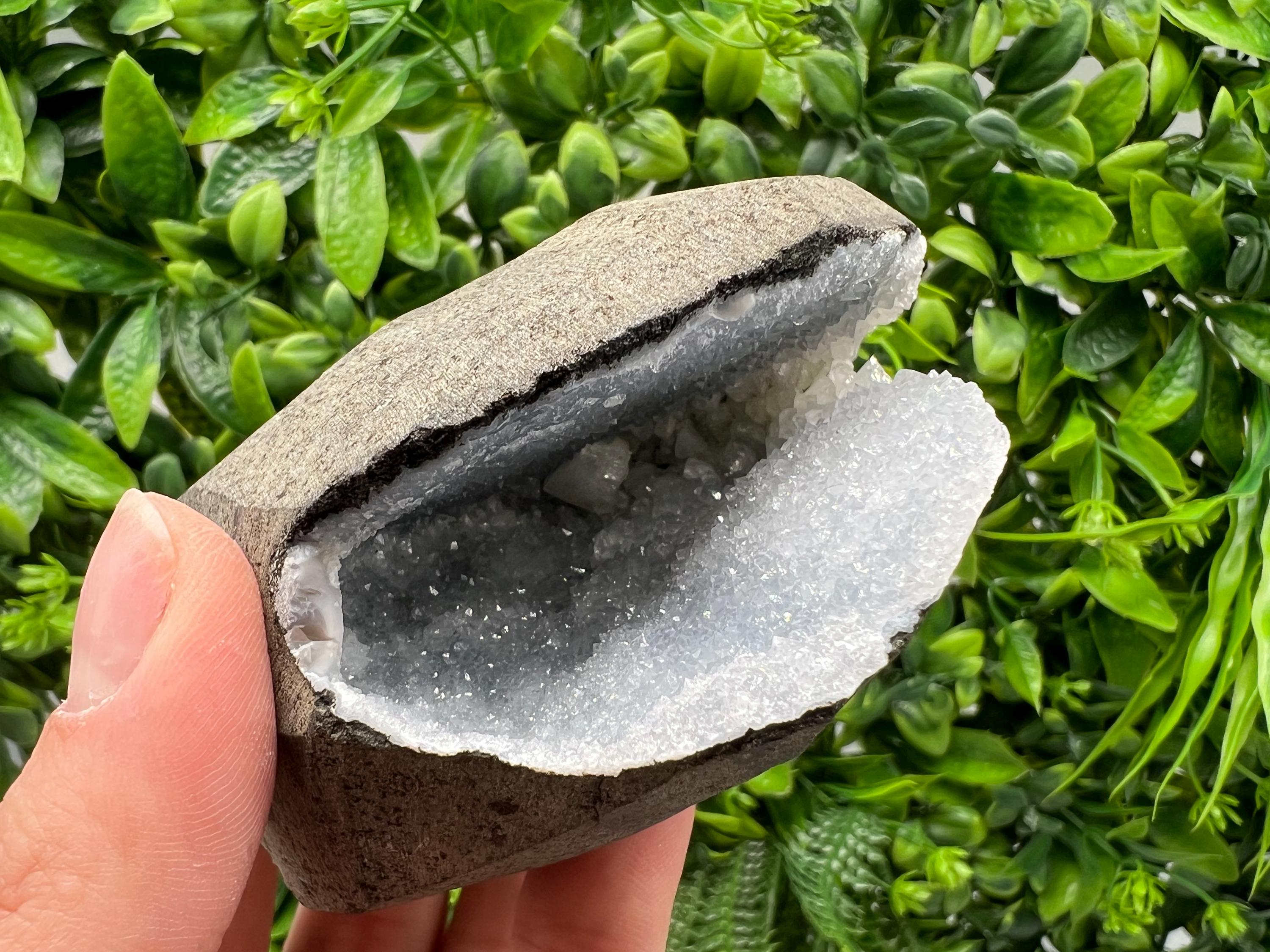 Natural Chalcedony Crystal Geode, India Mineral Specimen, Home Decor