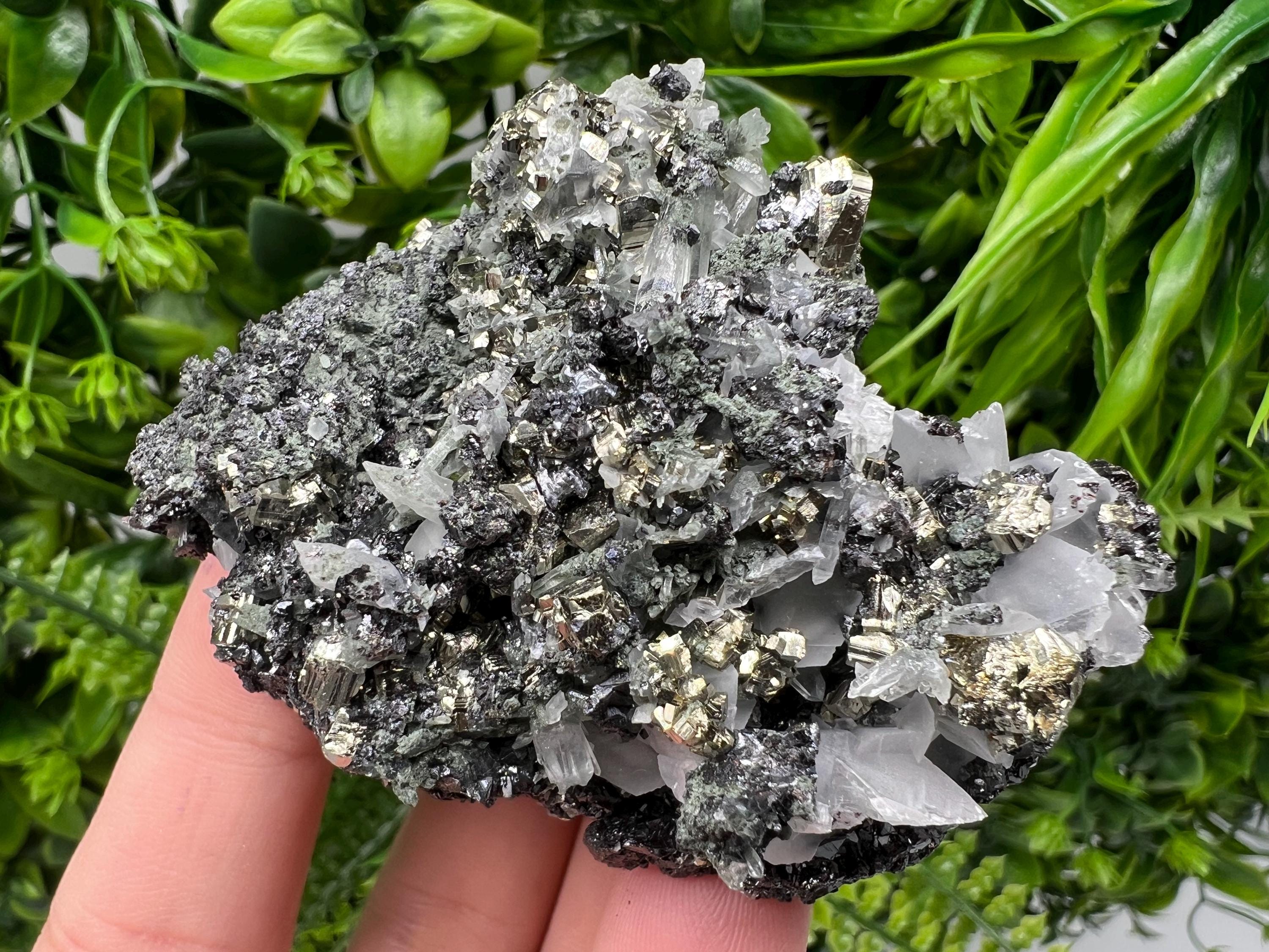 Stunning Pyrite on Quartz,Calcite from Borieva mine,Madan,Bulgaria,natural,collectible mineral specimen,home decor stone,collection crystal
