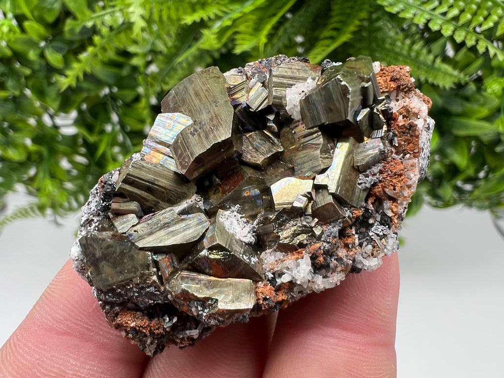 Pyrite with Hematite and Sphalerite on Quartz, Bulgaria Mineral Specimen