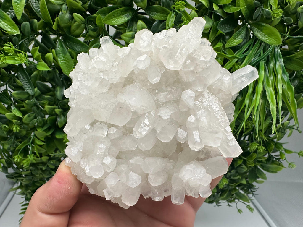Calcite on Green Quartz: Djurcovo Mine, Bulgaria Healing Crystal
