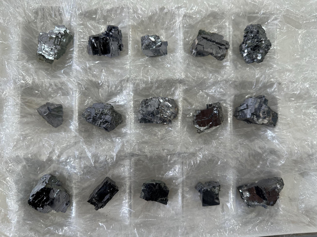 Shiny Galena Cluster Chunks: Borieva Mine Minerals (Set of 15)