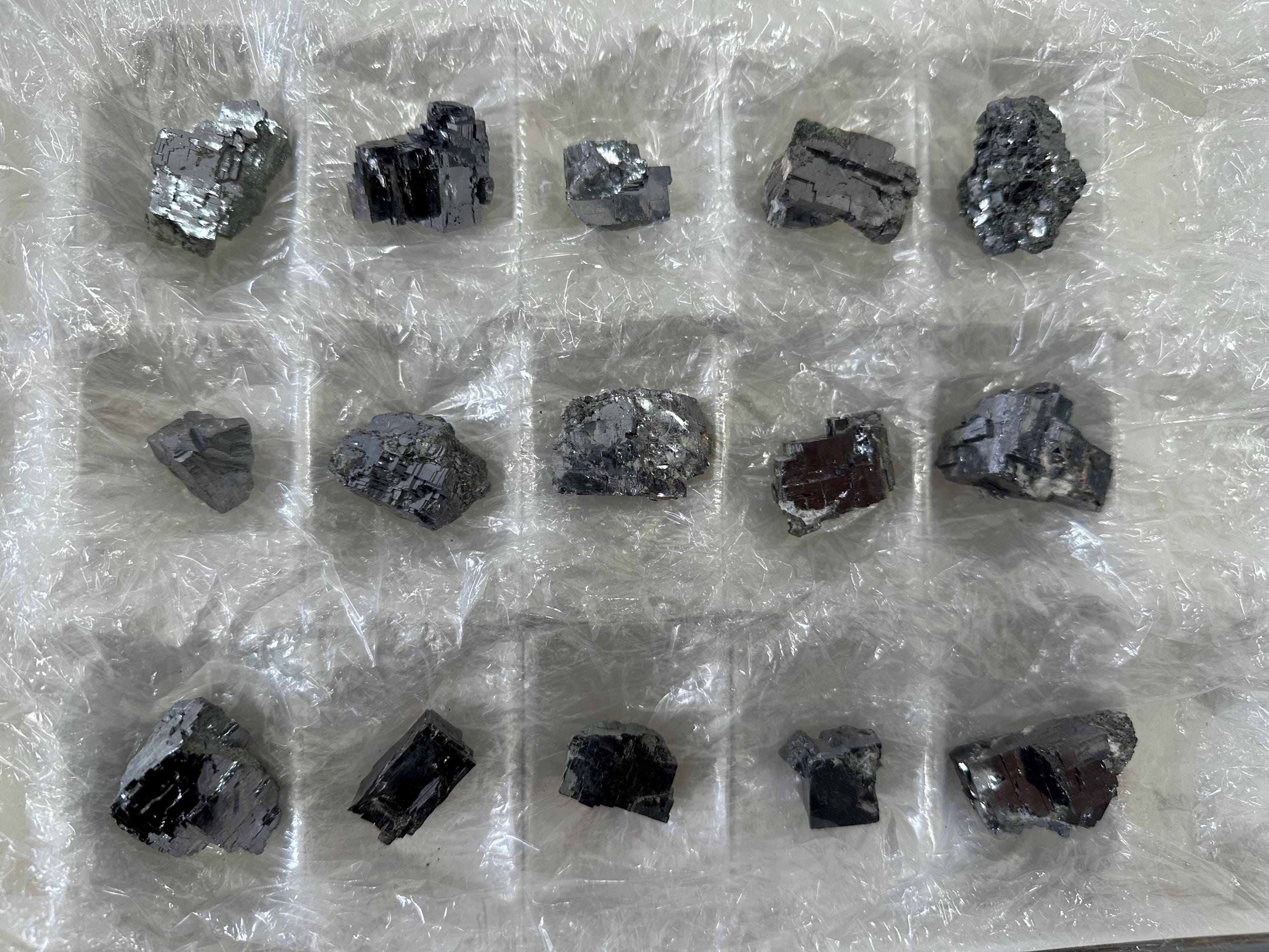 Shiny Galena Cluster Chunks: Borieva Mine Minerals (Set of 15)