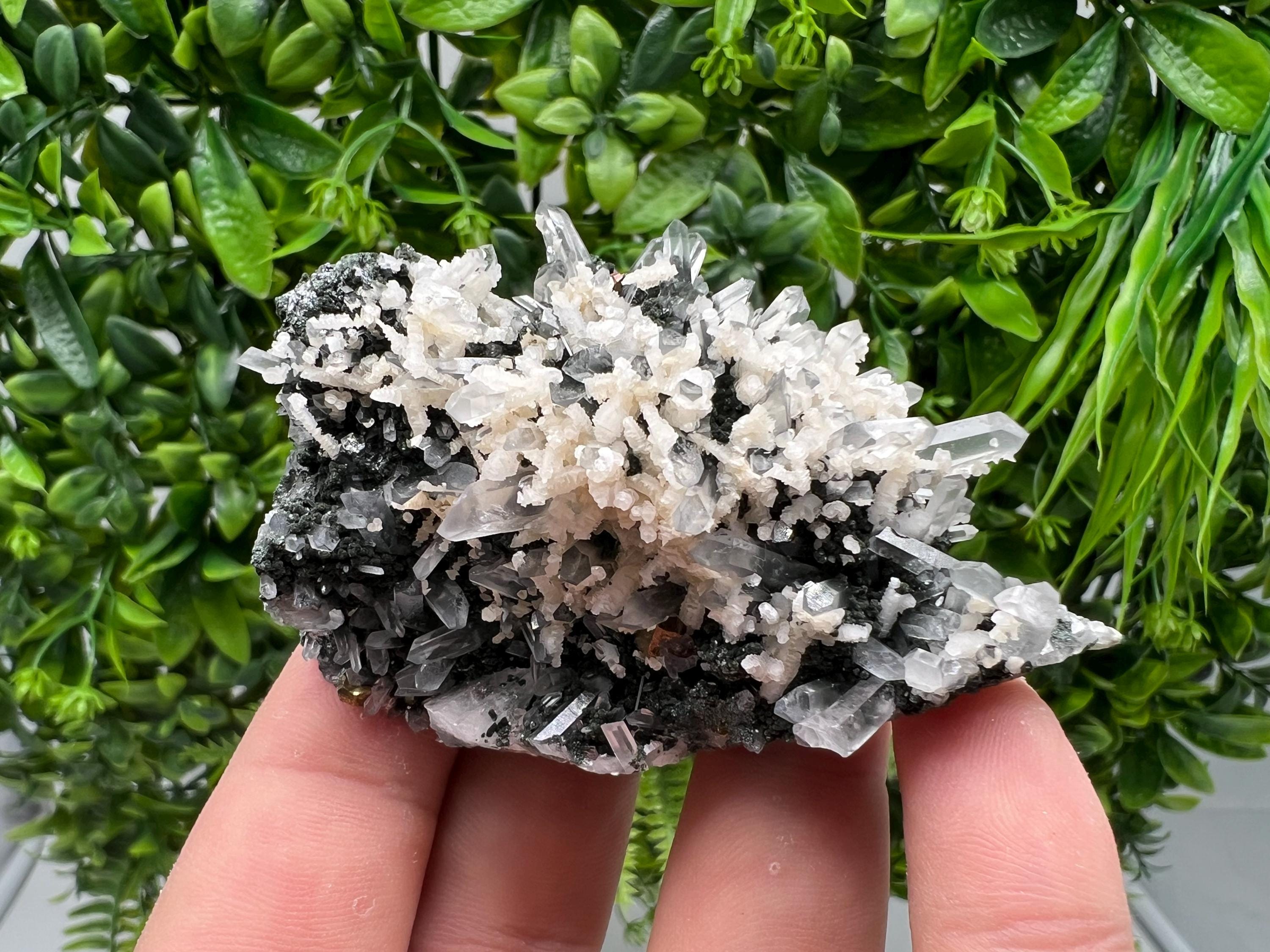 Wonderful Calcite,Quartz on Chlorite matrix,from Borieva mine,Madan,Bulgaria,natural collection mineral specimen,rare crystal,home decor