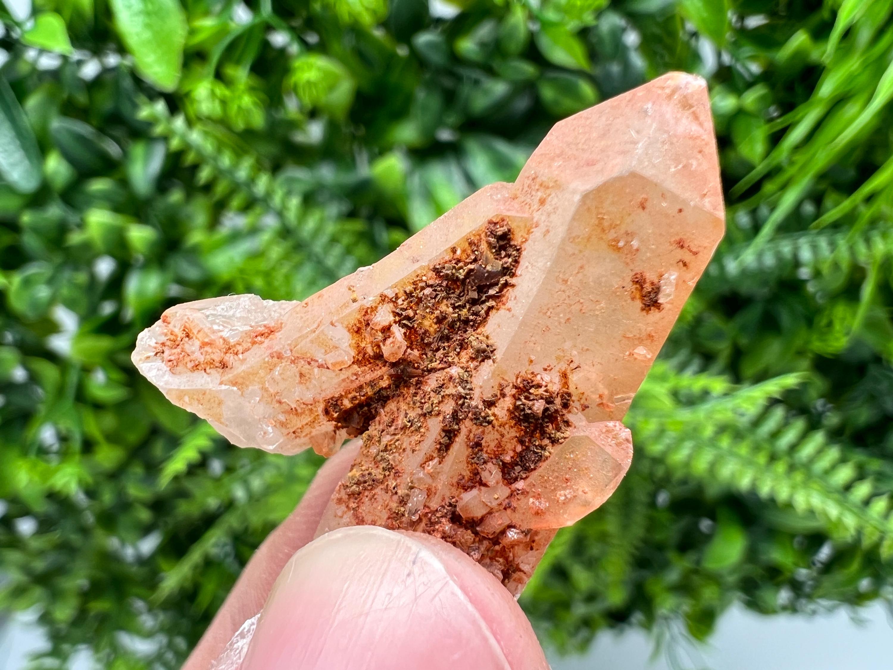 Red Hematite Quartz Crystal, Moroccan Mineral Specimen