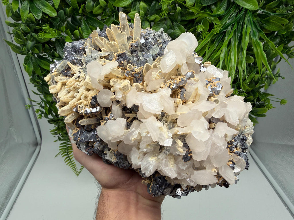 Collected Skeletal GALENA,Sphalerite,Quartz,Calcite from Krushev dol mine,Madan,Bulgaria,natural,collectible mineral specimen home decor