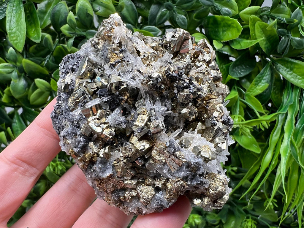 Stunning Pyrite on Quartz,Calcite from Borieva mine,Madan,Bulgaria,natural,collectible mineral specimen,home decor stone,collection crystal