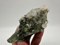 Rare Green Epidote with Quartz Crystals: Sparkly Rainbow Mineral Decor