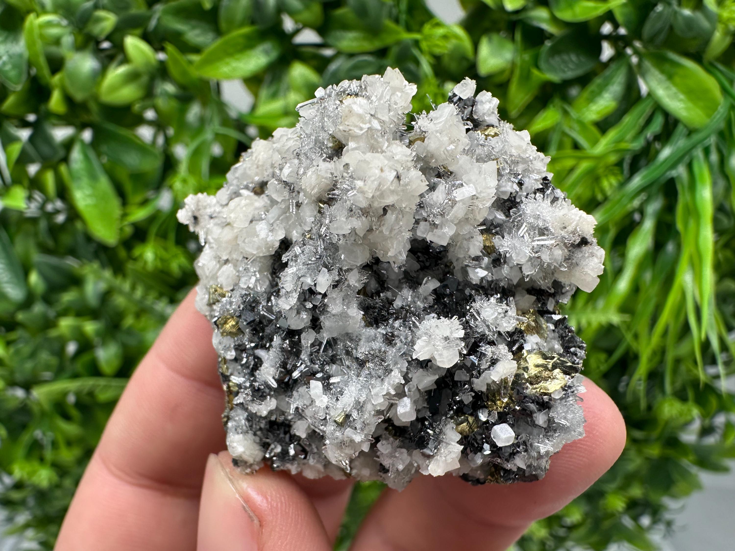 Wonderful Chalcopyrite Galena on Quartz whit Chlorite natural minerals souvenir crystal gift home decor stone Borieva mine Madan Bulgaria