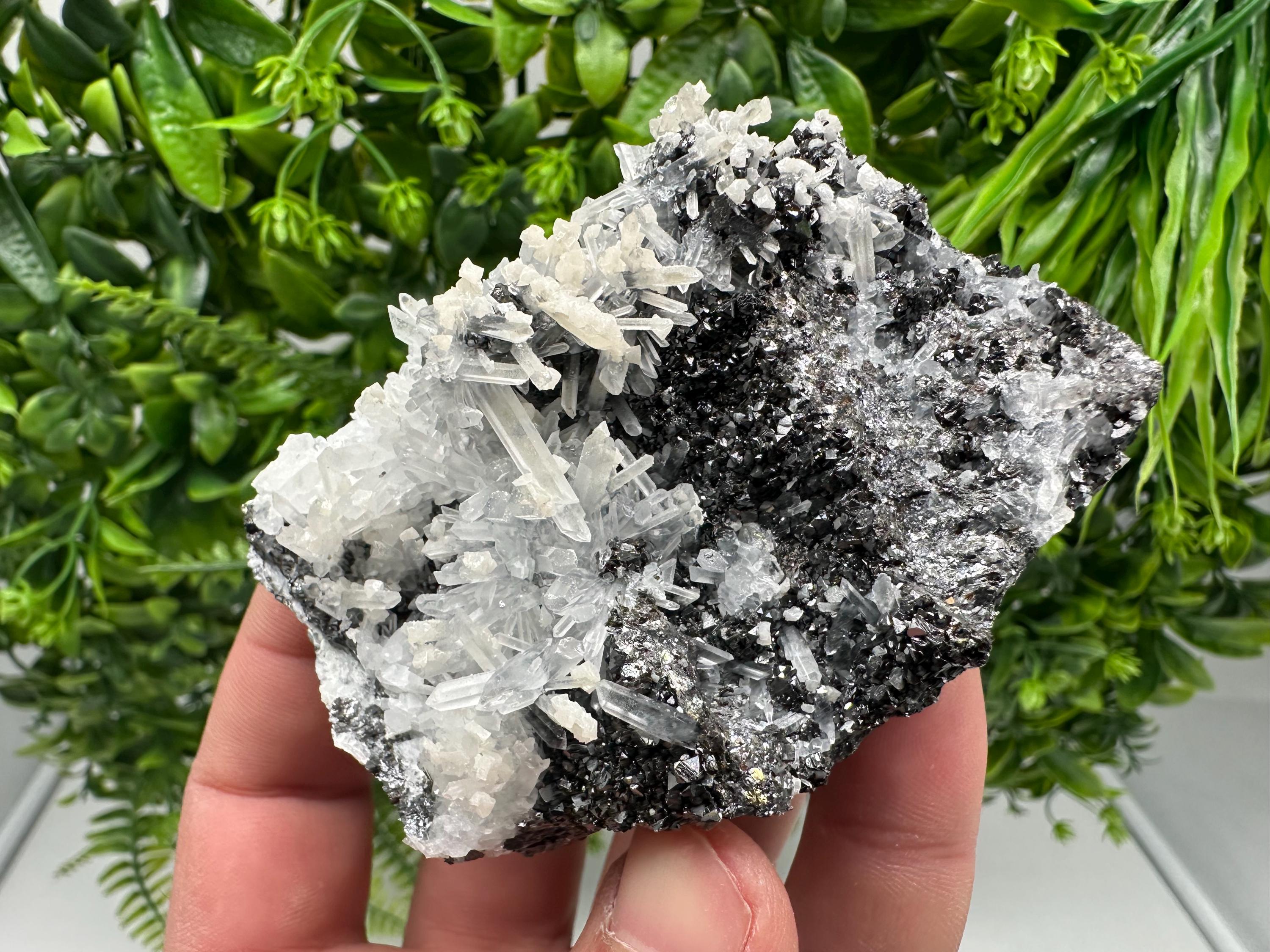 Quartz Calcite Sphalerite Mineral Specimen: Madan Bulgaria Home Decor Stone