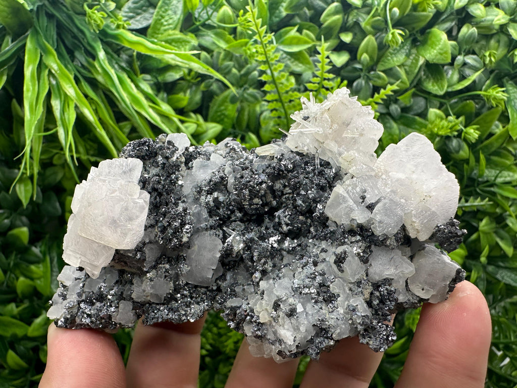 Calcite Quartz Pyrite on Sphalerite, Natural Mineral Specimen